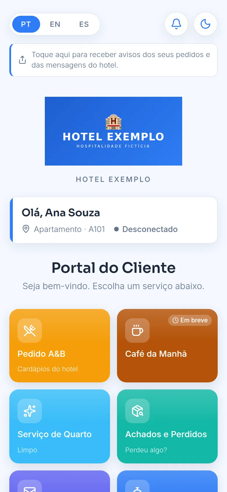 App do Hóspede do HSPOT no celular